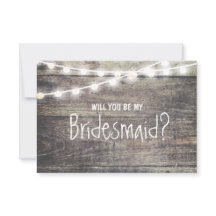 Rustic wood string light Will you be my Bridesmaid