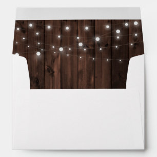 Rustic Wood String Lights Envelopes Return Address