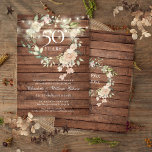 Rustic Wood String Lights Floral 50th Anniversary Invitation<br><div class="desc">Featuring pretty string lights and a delicate watercolor floral greenery garland on a rustic wood background,  this chic botanical 50th wedding anniversary invitation can be personalized with your special wedding anniversary information. The reverse features a matching floral garland framing your anniversary dates in elegant typography. Designed by Thisisnotme©</div>