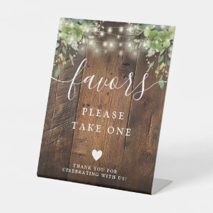 Rustic Wood String Lights Greenery Boho Favours Pedestal Sign