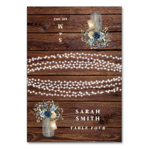 Rustic Wood String Lights Mason Jar Place Cards