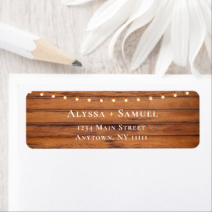 Rustic Wood String Lights Return Address Label