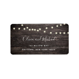 Rustic Wood String Lights Return Address Label