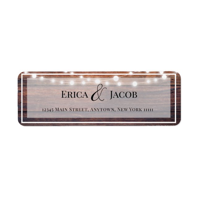 Rustic Wood String Lights Return Address Label (Front)