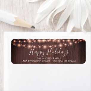 Rustic Wood String Lights Script Type Holiday