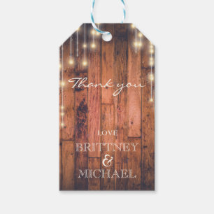 Rustic Wood String Lights Thank You Gift Tags