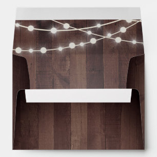 Rustic Wood String Lights Wedding  Envelope