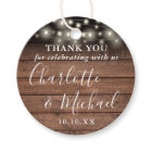 Rustic Wood String Lights Wedding Favour Thank You