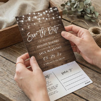Rustic Wood String Lights Wedding Save the Date
