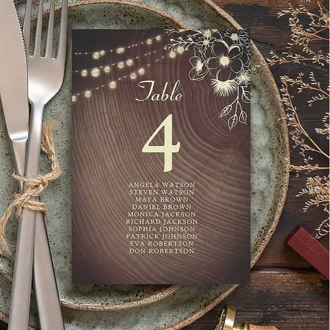 Rustic Wood & String Lights Wedding Seating Chart (Creator Uploaded)