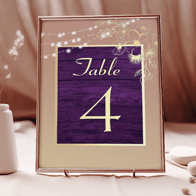 Rustic Wood String Lights Wedding Table Number (Creator Uploaded)