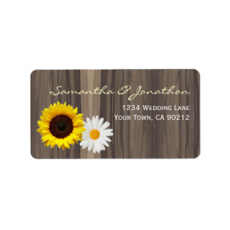 Rustic Wood Sunflower and Daisy Label