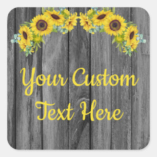 Rustic Wood Sunflower Anniversary Party Gift Favou Square Sticker
