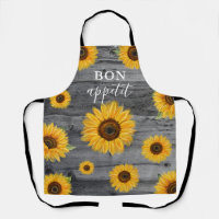 Rustic Wood Sunflower Floral Bon Appetit Chef