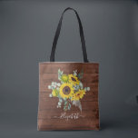 Rustic Wood Sunflower Floral Watercolor Tote Bag<br><div class="desc">Pretty sunflowers on a rustic wood background decorate this tote bag. Personalize it with your name. A perfect summer accessory or bridesmaid gift. Designed for you by Blackberry Boulevard.</div>
