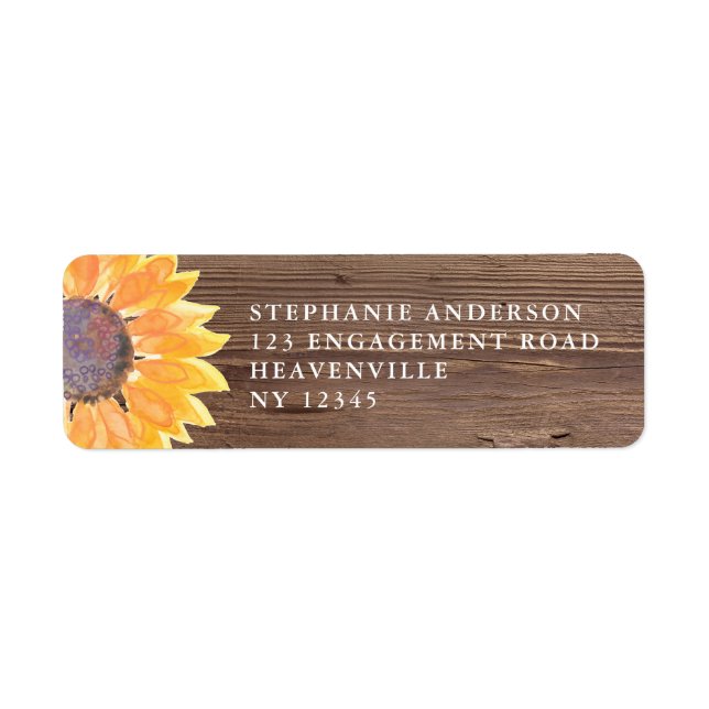 Rustic Wood Sunflower Mariage Adresse de retour (Devant)