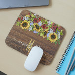 Rustic Wood Sunflower Watercolor Personalized Mouse Pad<br><div class="desc">This design was created though digital art. It may be personalized in the area provide or customizing by choosing the click to customize further option and changing the name, initials or words. You may also change the text colour and style or delete the text for an image only design. Contact...</div>