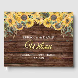 Rustic Wood Sunflower Wedding Guest Books