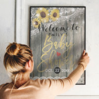 Rustic Wood Sunflowers Lace Baby Shower Welcome