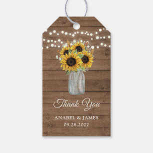 Rustic Wood Sunflowers Mason Jar Gift Tag