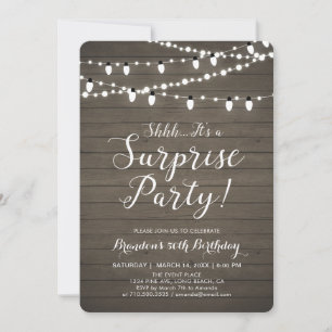 Rustic Wood Surprise 50th Adult Birthday Party Invitation