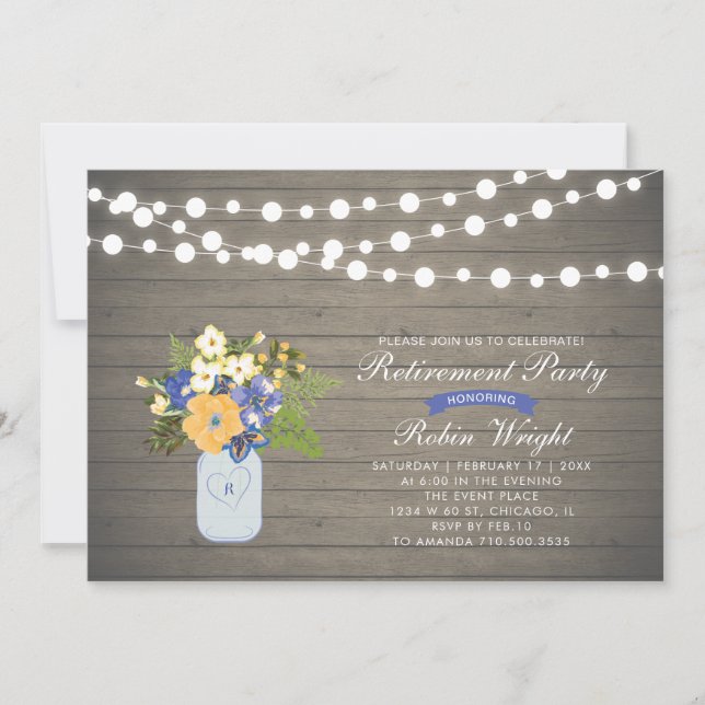 Rustic Wood Surprise Retirement Party Invitation (Front)