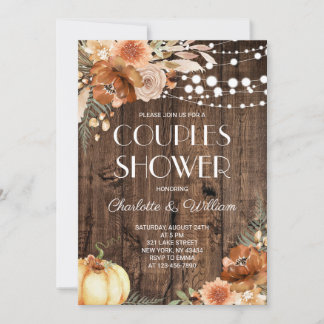 Rustic Wood Terracotta Floral Couples Shower Invitation