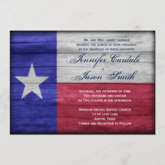Rustic Wood Texas Flag Wedding Invitations