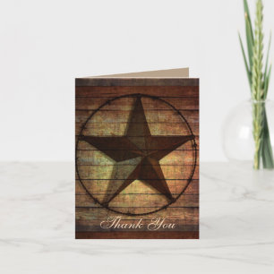 rustic wood texas star western wedding thank you card