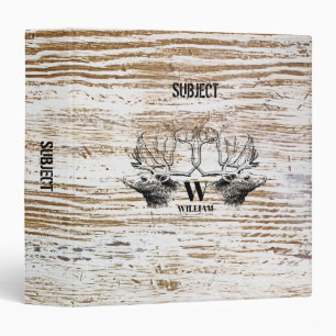 Rustic Wood Texture Deer Woodland Monogram Binder