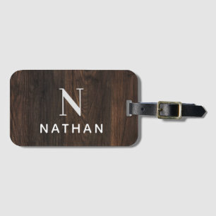 Rustic Wood Texture Personalized Wedding Monogram Luggage Tag
