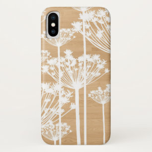 Rustic Wood Texture with White Dandelions Case-Mate iPhone Case