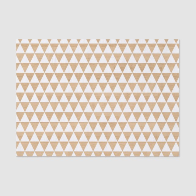 Rustic Wood Texture with White Triangles Pattern Tissue Paper (Front)