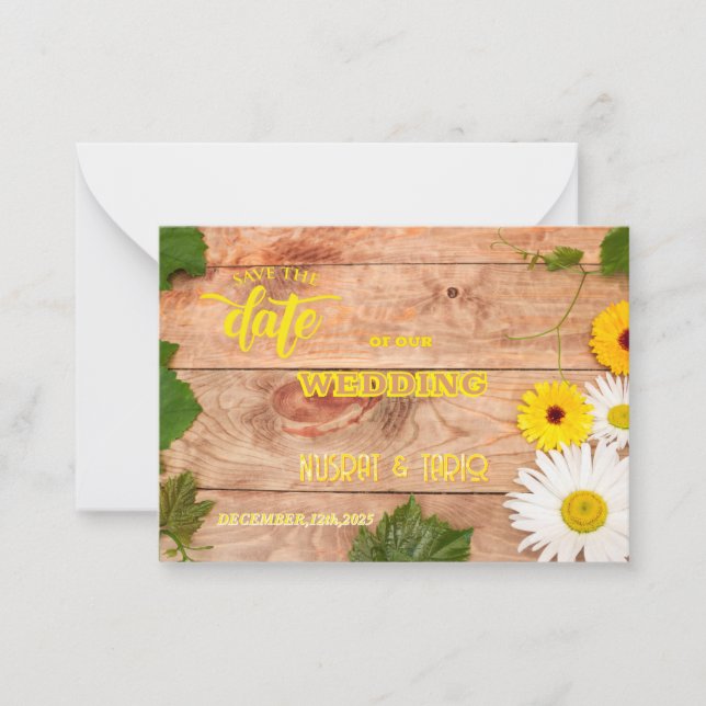 Rustic Wood Textured Save the Date Card (Front)