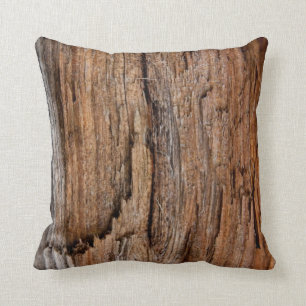 Rustic wood throw pillow