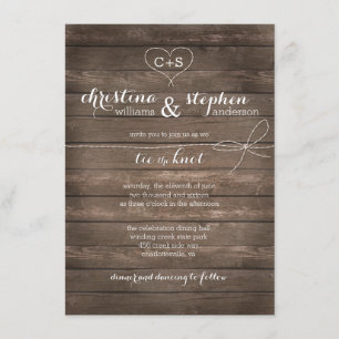 Rustic Wood Tie the Knot Wedding Invitation