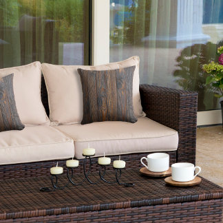 Rustic Wood Tone Dark Brown Outdoor Pillow
