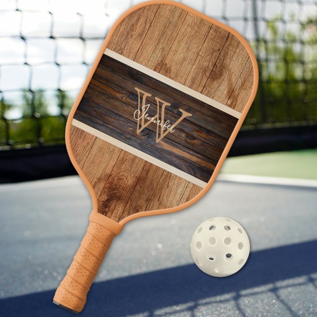 Rustic Wood Tone Horizontal Stripe Pickleball Paddle (Creator Uploaded)