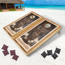 Rustic Wood Tone Monogram Beach