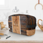 Rustic Wood Tone Monogram Dopp Kit<br><div class="desc">The Rustic Wood Tone Monogram Dopp Kit bag has a stylish design that will suit any man or woman, and the versatility makes it a must-have travel toiletry bag for any traveller. Easy to personalize and makes a perfect gift. Whether you're on an overnight business trip, weekend getaway or, backpacking...</div>