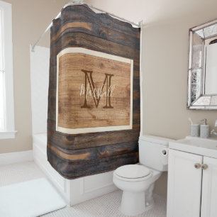 Rustic Wood Tone Monogram Rectangle