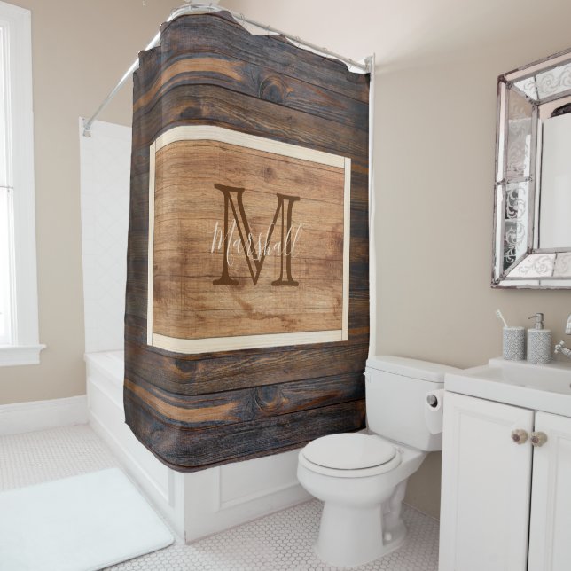 Rustic Wood Tone Monogram Rectangle (In Situ)