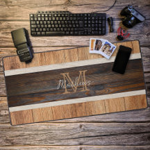 Rustic Wood Tone Monogram Stripe Tan