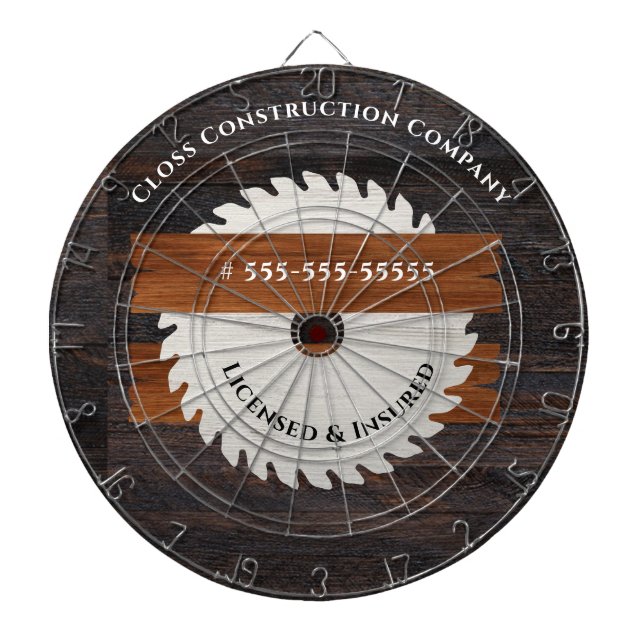 Rustic Wood Tone Saw Blade construction icon Dartboard (Front)