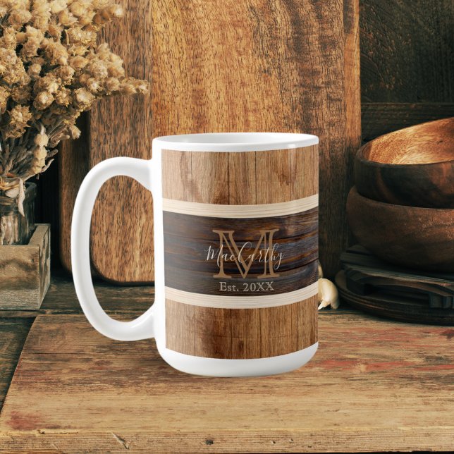 Rustic Wood Tone Stripe Tan Coffee Mug (Creator Uploaded)