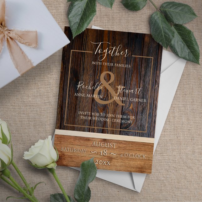 Rustic Wood Tone Wedding Invitation (Creator Uploaded)