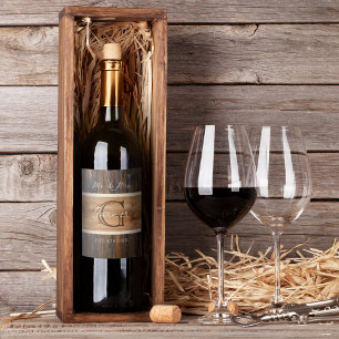  Rustic Wood Tone Wedding Wine Bottle Label Set