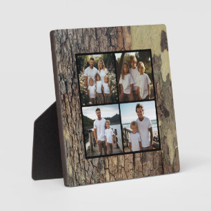 Rustic wood tree bark photo template  plaque