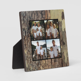 Rustic wood tree bark photo template plaque