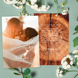 Rustic Wood Tree Ring Photo Thank You Card